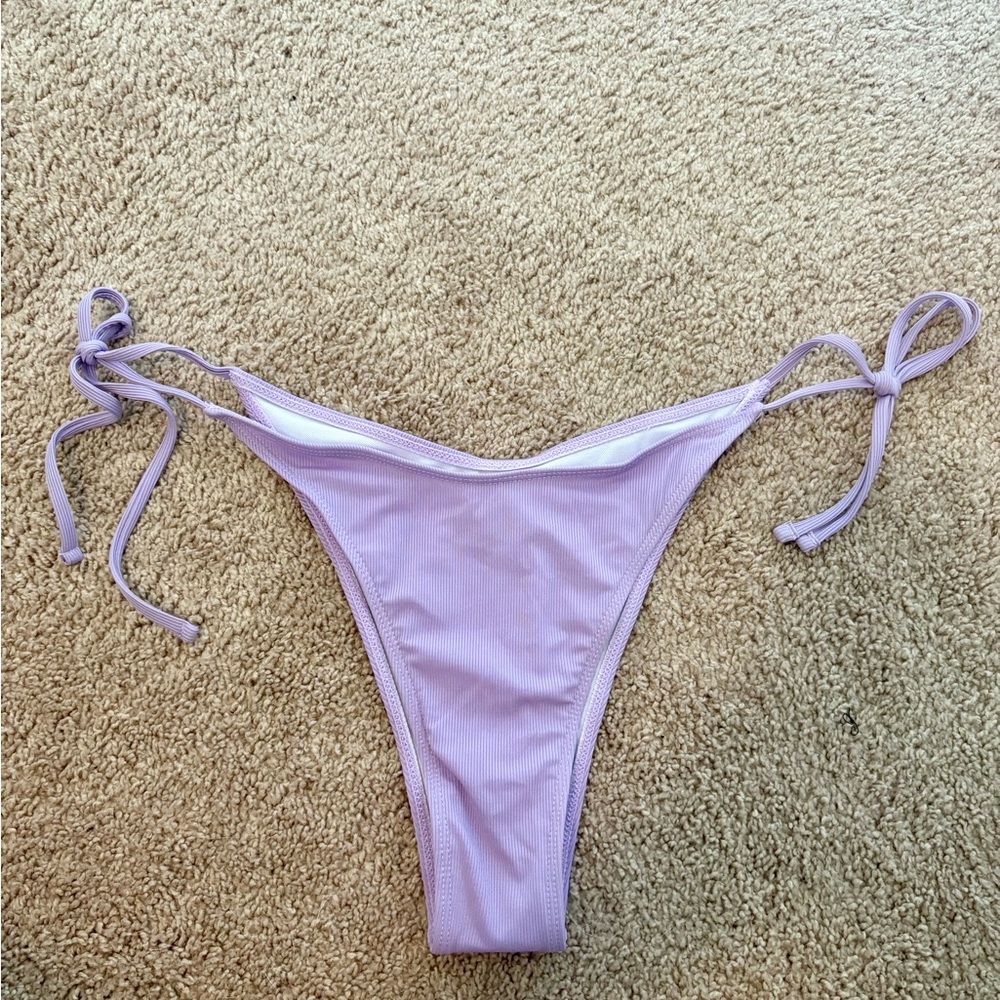 SHIEN Stylish Lavender High- cut Bikini Bottom with Side Ties